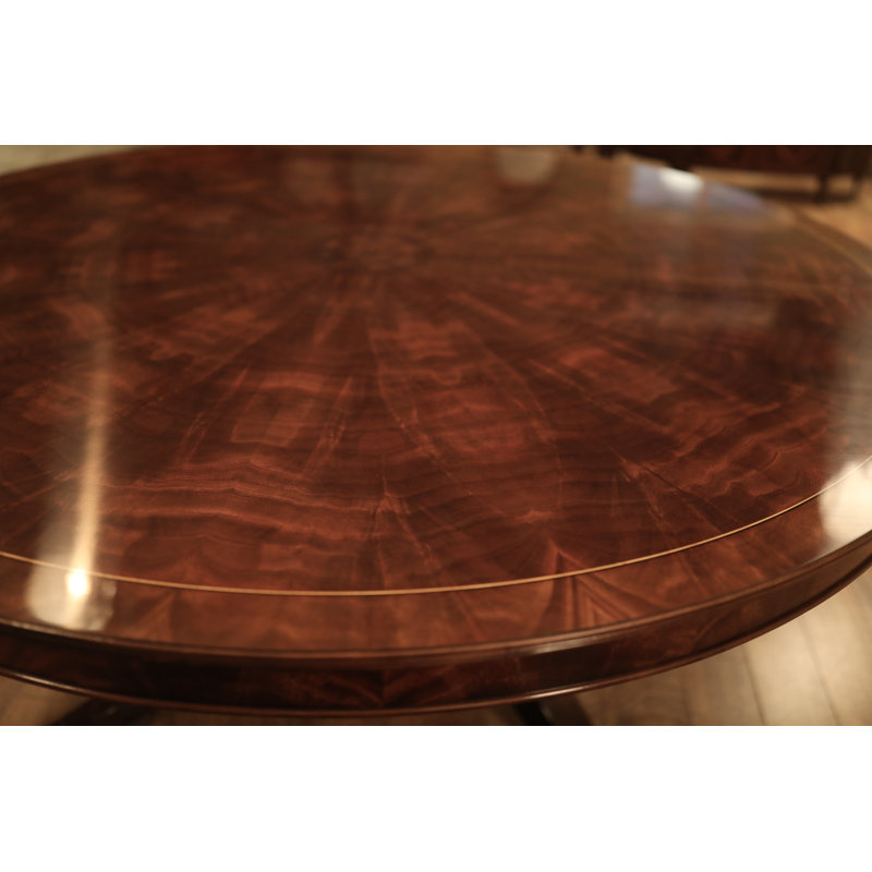 Mahogany Pedestal Table With Self-storing Leaf Seats 6-12