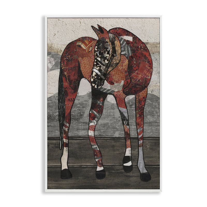Cheval avec motifs géométriques, estampe numérique par  Good, Giclée encadrée blanc bord de mer, H 30 po x l 20 po