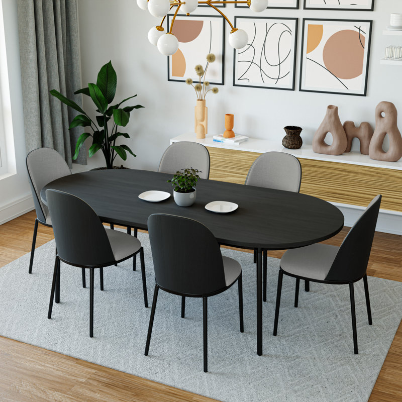 Larenzo 18.7'' H Upholstered Metal Side Chair, Black/Light Gray