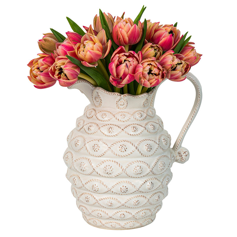 Jardins du Monde Ceramic Pitcher - Whitewash