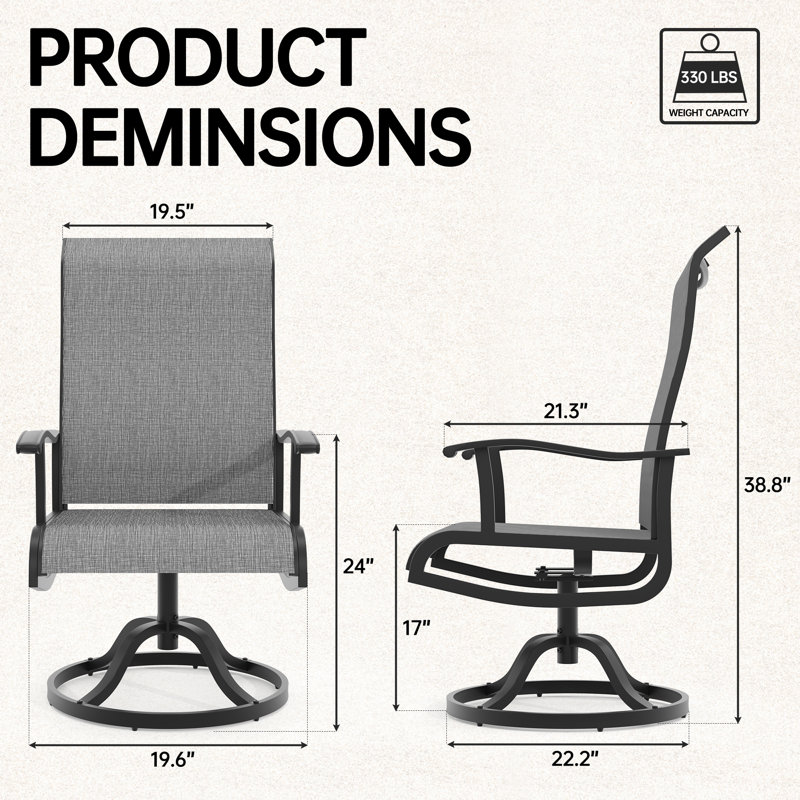 Ensemble de chaises berçantes pivotantes 360 °, 2