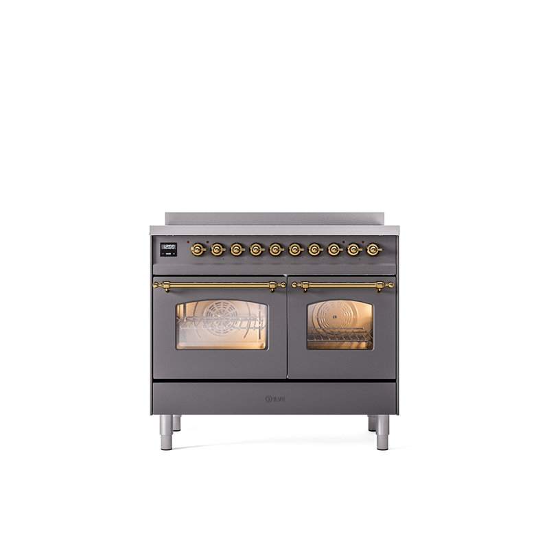 ILVE Nostalgie II 40 in Induction Range, Graphite Matte/Brass