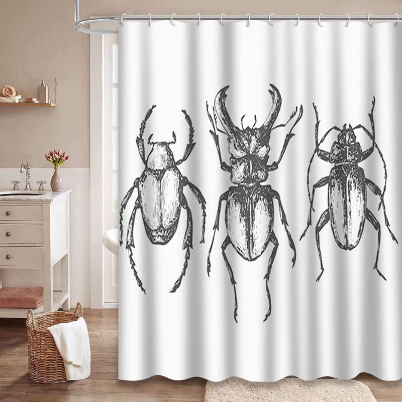 Rideau de douche imperméable à l'encre antique avec 12 crochets, L 72 po x l 72 po