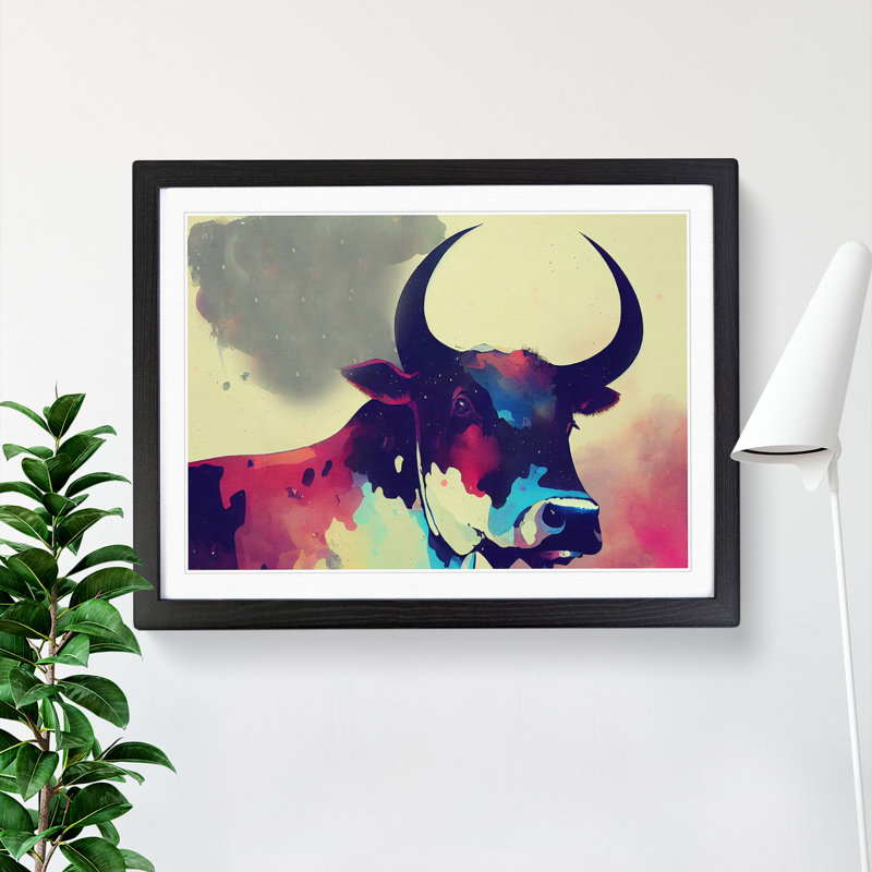 Cow Art Painting Vol.3 - Single Picture Frame Painting, Black, 46cm H x 64cm W x 2cm D