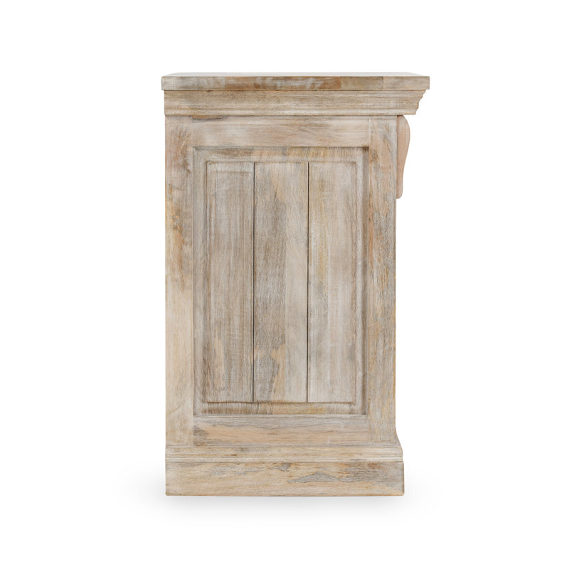 Adelaide Three-Drawer Mango Wood Nightstand In Cocoa Brown, White Wash