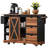 55.5" Farmhouse Kitchen Island with Drop Leaf, Kitchen Storage Island with Barn Door, Power Outlet, Rolling Kitchen Cart on Wheels with Spice Rack, for Home, Kitchen, Dining Room, Black-1197287797