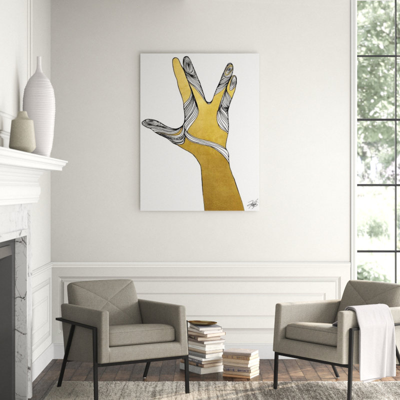 Sign Language VIII Print by Kelli Ellis, 32" H x 24" W x 1.5" D, Gilded Gold
