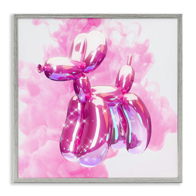 Pink Glam Balloon Dog Framed Giclee Art by Ziwei Li