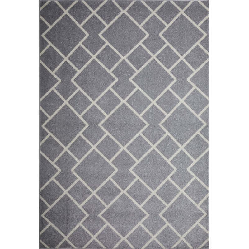 Christine Bleyana Gray Area Rug, Rectangle 6'7" x 9'2"