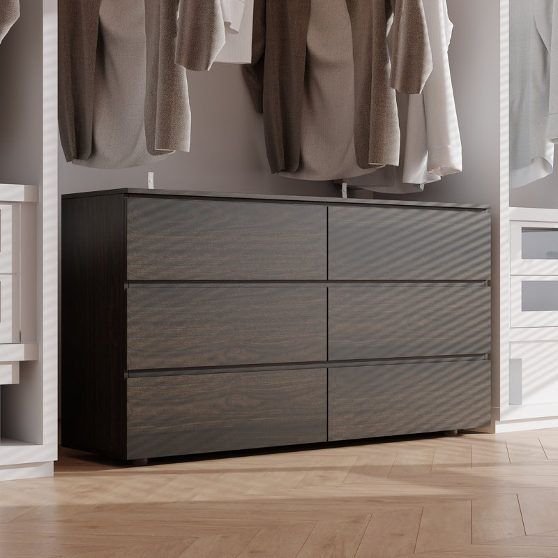 Minimalist 6 Drawer Closet Island, Dark Brown