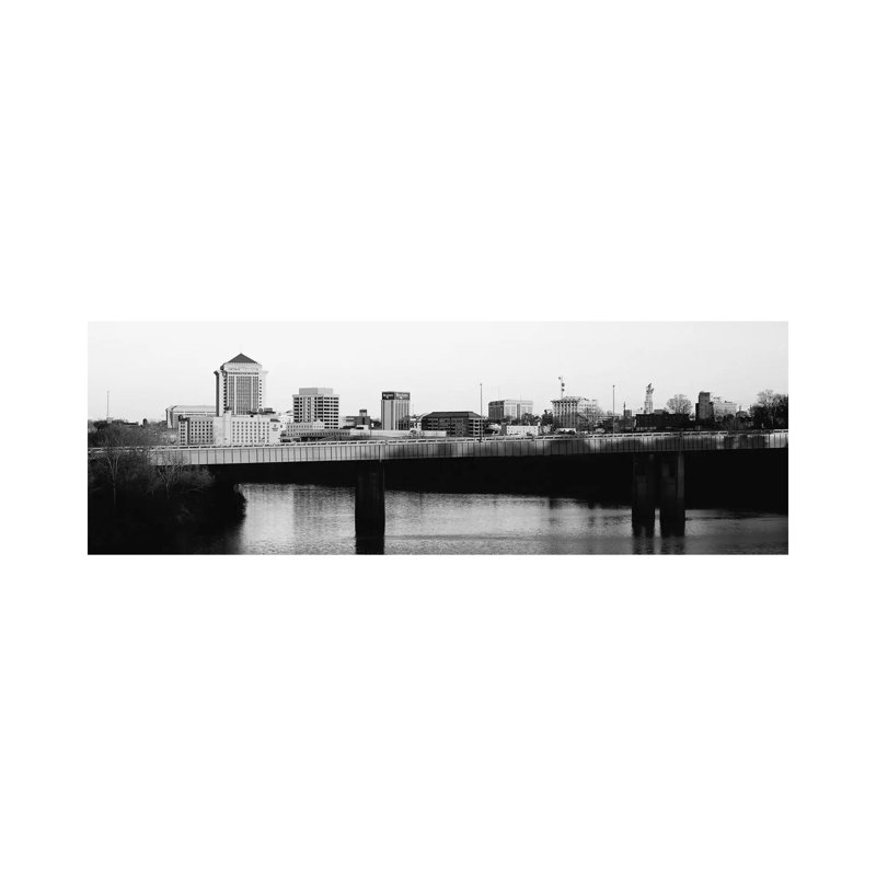 Montgomery Panoramic Skyline Cityscape (Black & White - Sunset) - Wrapped Canvas Panoramic Print