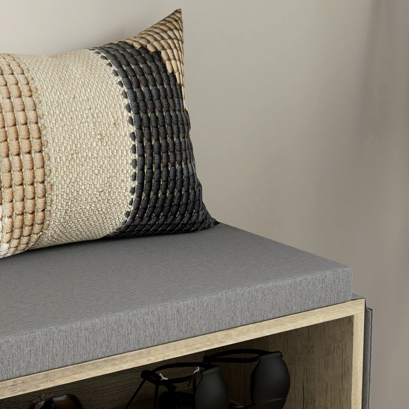 Entryway Shoe Bench with Storage Drawer Open Shelf Pocket Grey