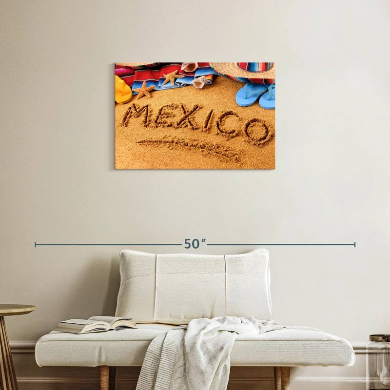 Tergel, Mexique, plage, sable, écriture, H 20 po x l 30 po