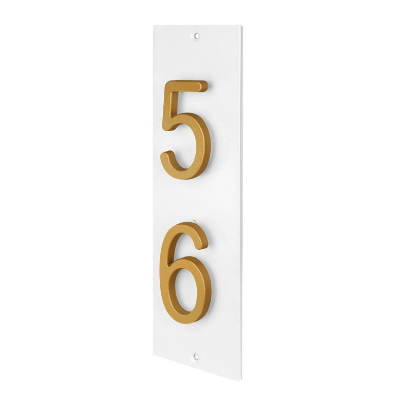 Plaque d'adresse verticale flottante en aluminium Royal Shade - numéros de maison à 2 chiffres personnalisés pour les espaces intérieurs et extérieurs