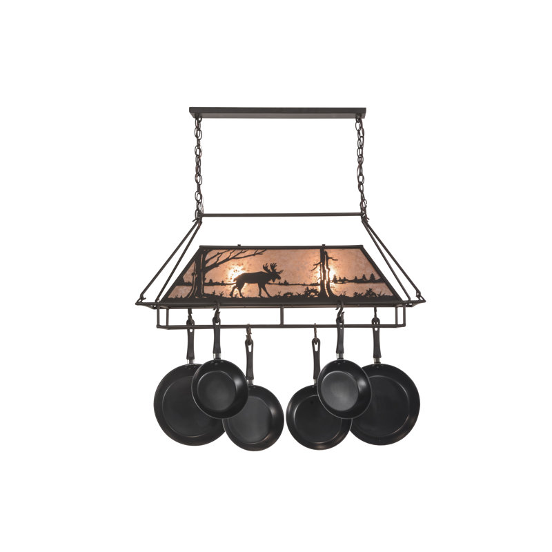Moose at Lake Handcrafted Hanging Pot Rack, Oil Rubbed Bronze