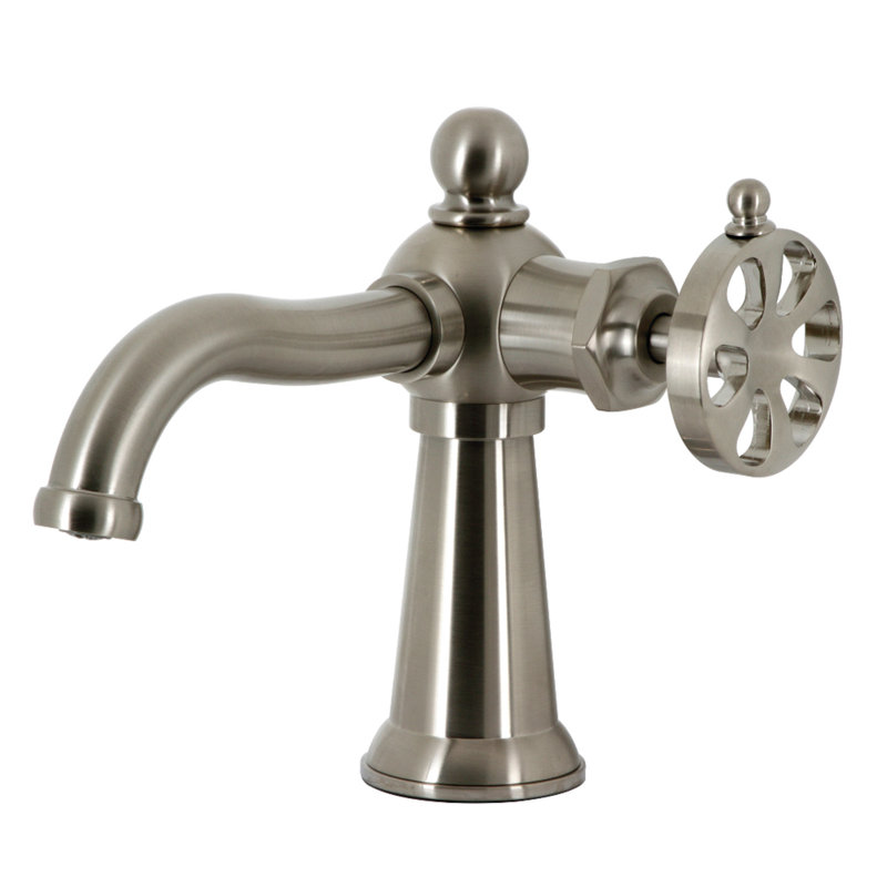 Kingston Brass Belknap Single-Handle 1-Hole Deck Mount Bathroom Faucet with Push Pop-Up, Brushed Nickel