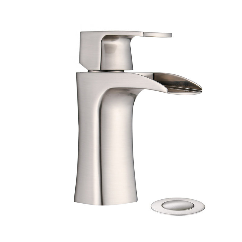 Single-Hole Single-handle Bathroom Faucet with Drain Assembly, Brushed Nickel