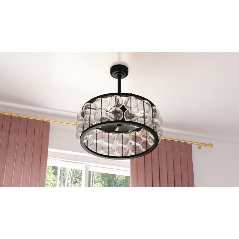 Ventilateur à 4 lumières Jadan, Noir mat, Noir mat