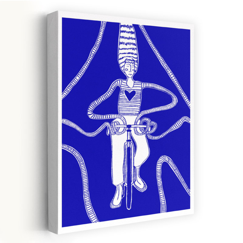 «Dreamy Blue Bike Ride Abstract Dreamy», reproduction d'art mural, 18" H x 12" W