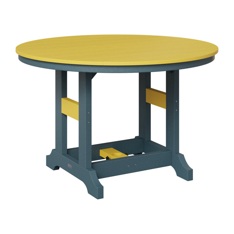 Garden Classic Outdoor Round Bar Table, Slate, Sunburst Yellow