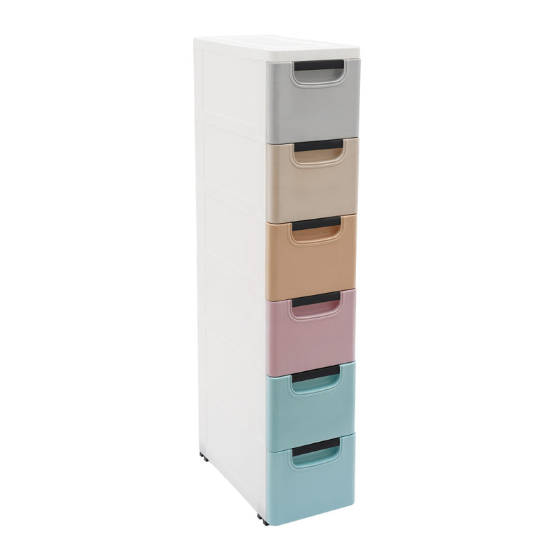6 Drawers Storage Cabinet With Wheels, Multicolor