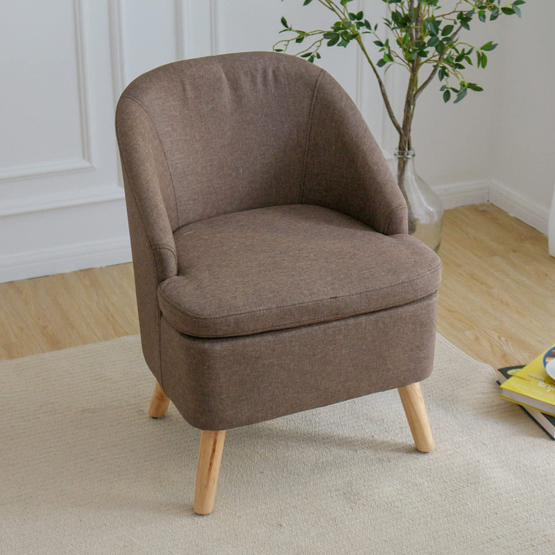 Fauteuil demi-tonneau de 22 po Emra, Mélange de lin brun