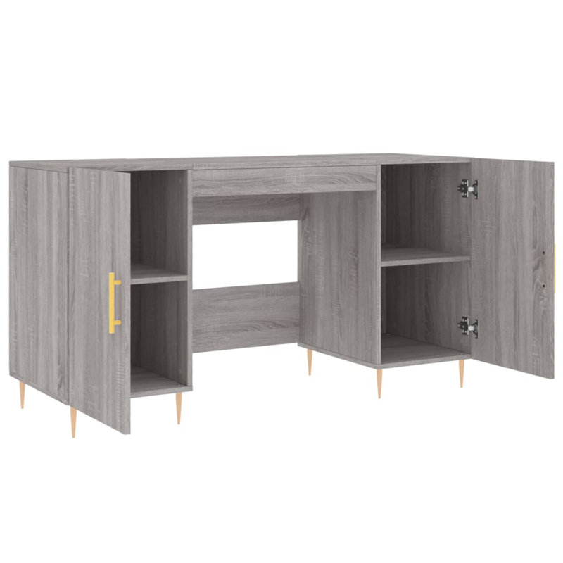Fidler Metal Base Writing Desk, Grey Sonoma/Gold