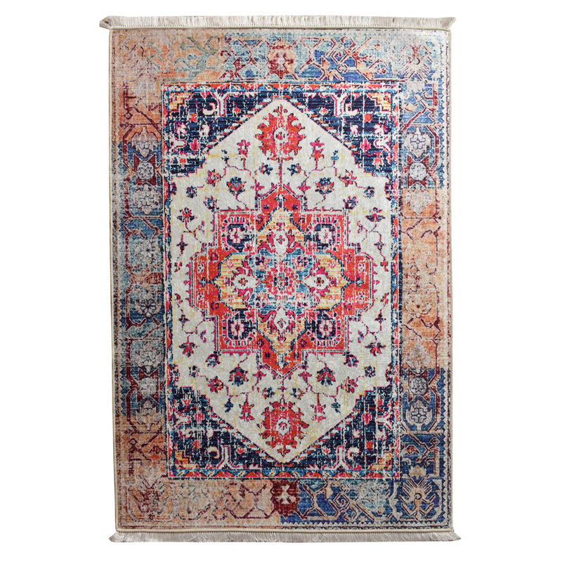 Tapis lavable à la machine de qualité supérieure, 4,6 x 6,2 pi, 100% polyester, hauteur des poils de 0,2 po | Antibactérien et antidérapant dessous | Durable avec 700 g / m² | Facile d'entretien, idéal pour le décor du salon et de la chambre à coucher