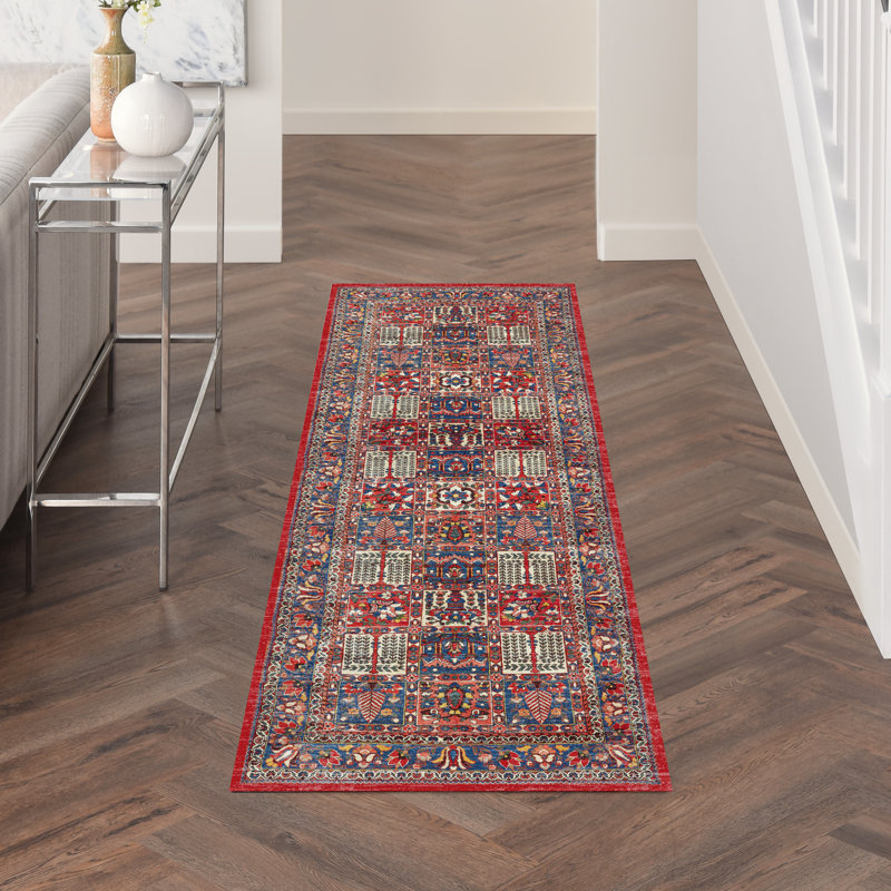Machine Woven / Power Loomed Performance Red/Beige/Blue Rug, Runner 2'3" x 7'6"