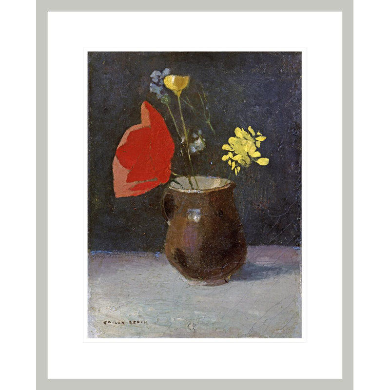 «A Pitcher of Flowers» par Odilon Redon, impression giclée sur cadre, 21.75" H x 17.7" W