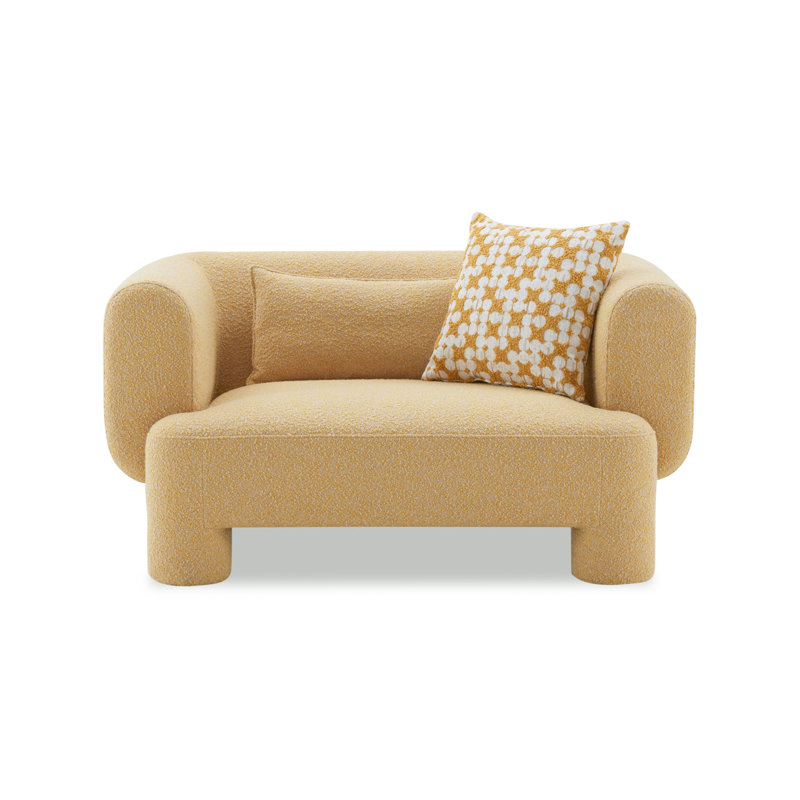 Fauteuil rond rembourré surdimensionné de 57 po avec coussins décoratifs Ambra
