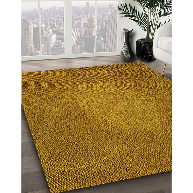 Tapis 100% jaune à motif lavable à la machine 2989 9, Rectangle de 2 pi x 3 pi