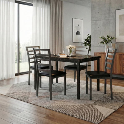 4 Welded Chairs With Steel frame Dining Table - 5 Pieces
