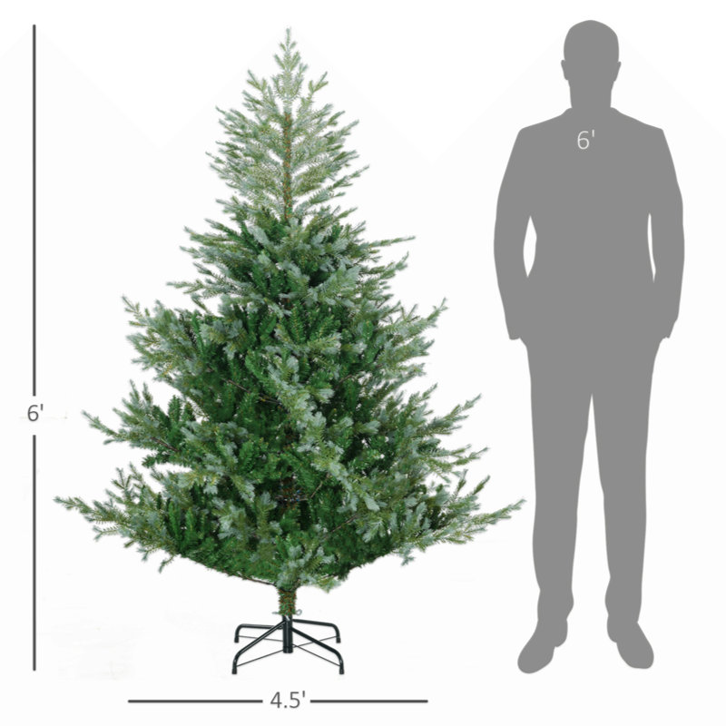 Ft Artificial Christmas Tree Holiday Décor With  Branches, Auto Open, Steel Base, Wide Shape, Easy-To-Shape Branches, 5.9'