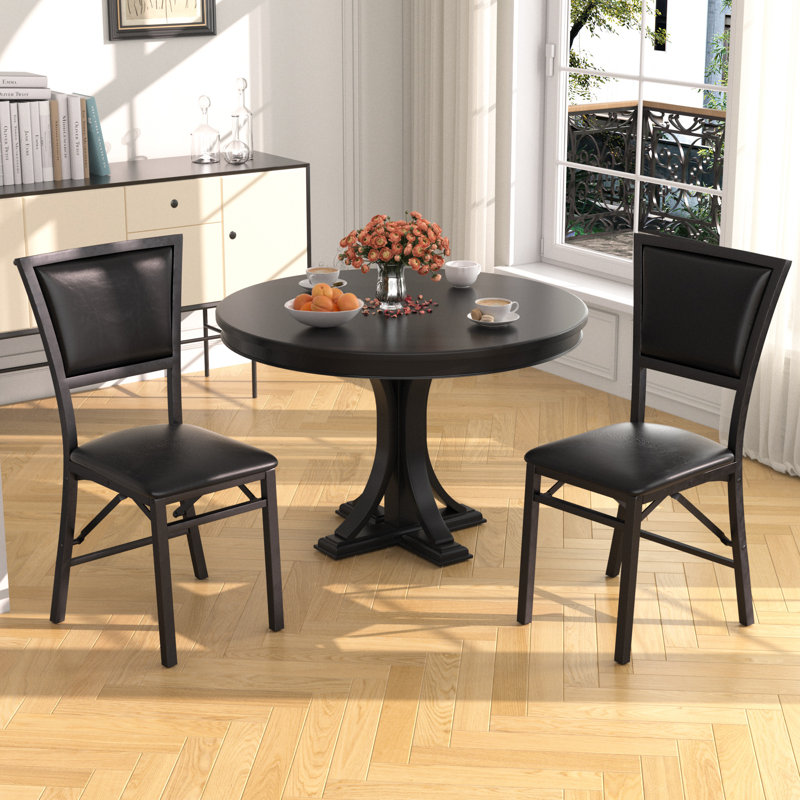 Folding Dining Chairs, Kitchen Armless Side Chairs With Padded Seats, Foldable PU Leather Dining Chairs For Home Kitchen Living Room