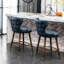 Tabourets de comptoir bleus 2 - Tabouret Mid-Century moderne en similicuir avec garniture cloutée 2