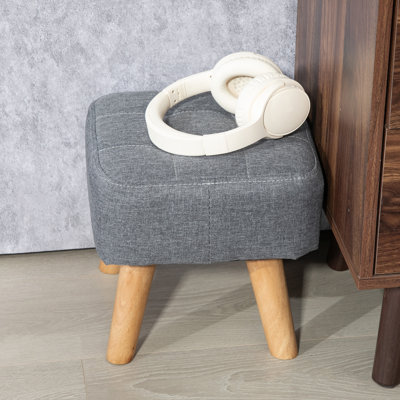 HOMCOM Modern Tufted Footstool, Linen Fabric, Rubber