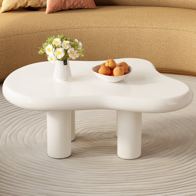 Guyii Cream Style Cloud Coffee Table, Free Shape Center Table with 4 Legs