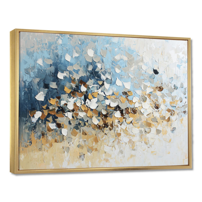 Mosaïque abstraite de verre brisé II - Impression sur toile abstraite, 12" H x 20" W, Floater Framed Print without Mat, Gold