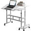 Bureau debout mobile à hauteur réglable - Poste de travail ergonomique à 2 niveaux pour bureau à domicile, petits espaces, tapis roulant sous le bureau, grand bureau, roulettes verrouillables - Blanc-1440334454