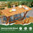 54.5'' x 27.5'' Patio Dining Table w/ Teak Painting 2'' Umbrella Hole for Balcony