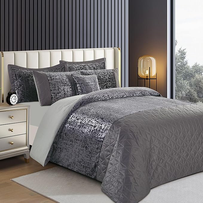 Aerith Solid Colour Duvet Cover Set with Pillowcases Included, King Duvet Cover Set +2 Standard Pillowcases, Grey