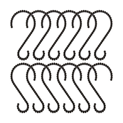 Utopia Alley Shower Hooks - Shower Curtain Rings for Bathroom - S shaped Decorative Rust Proof Shower Curtain Hooks Hangers for Bathroom, Curtains, Clothing, Towels etc - Set of 12, Matt Black