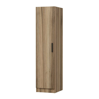 Wesa Modern Walnut Wardrobe with Numerous Shelves, 17.7 x 74.8 x 20.5 inches | 100% Melamine Coated Particle Board, Thickness: 0.7 inches | Wall-Mountable Design with Cover, Stylish & Functional Storage Solution for Your Home