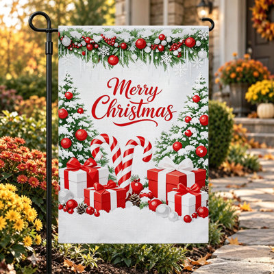 Drapeau de jardin de bienvenue pour Noël, double face, 30 x 45 cm, rouge et blanc, cadeau de Noël