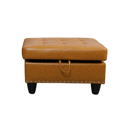 Faux Leather Storage Ottoman Living Room