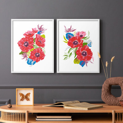 Impression encadrée Brilliant Poppies I-Premium - prêt à être accroché - aucun clou requis - aucun clou requis