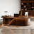 86.61"Retro Solid Ash Wood Executive Desk-399252418