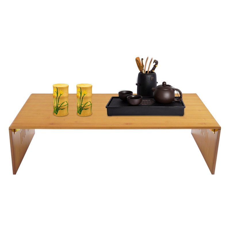 Foldable Floor Table With Chinese Landscape Carving, 11.80" H x 39.40" L x 14.60" W 