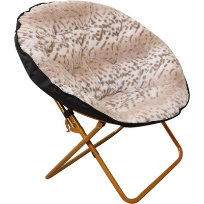 Foldable Saucer Lounge Chair - Ultra Plush Portable Round Chair For Small Spaces, Dorm Room, Balcony & Patio